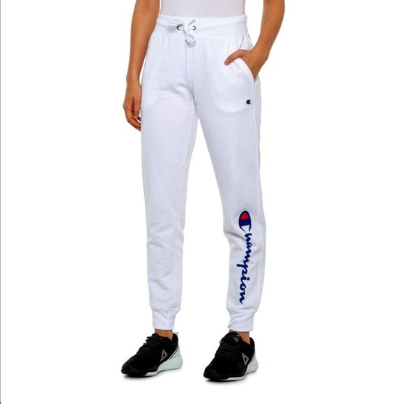 Champion women's fleece joggers sweatpants Powerblend size L white - Picture 1 of 5